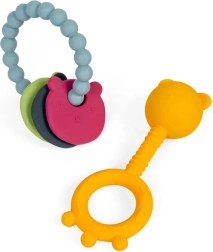 Silicone Rattle and Teether 2 in 1 and Teething Ring for Babies