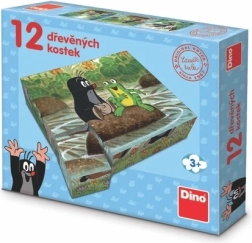 Dino medinės kaladėlės Kurmis ir gyvūnėliai, 12 vnt.