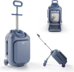 Kinderkraft Cabby vaikiškas rankinis lagaminas su sėdyne 2in1, blue