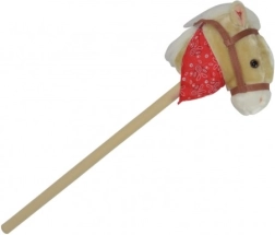 Pliušinis arkliukas ant lazdos su garsu, 80 cm, smėlio spalvos