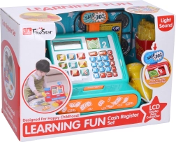 Vaikiška kasos aparatas su skaičiuotuvu ir priedais