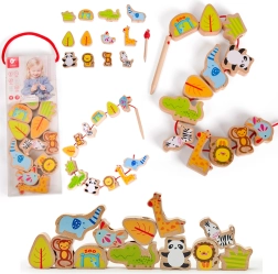 Mediniai zoo tematikos vėrimui skirti karoliukai Classic World, 13 vnt.