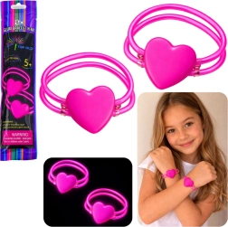 Dvigubos šviečiančios apyrankės širdelė neon glow stick – rinkinys