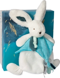 Dovanų rinkinys Doudou – pliušinis triušiukas su migduku 25 cm, mėlynas