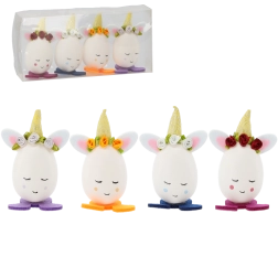 Easter egg decorations with ears and cap, set of 4 CHOMIK