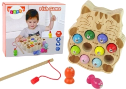 Wooden Magnetic Fishing Game with Cat