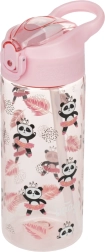 Rožinė vaikiška gertuvė su šiaudeliu „Panda“, 500 ml