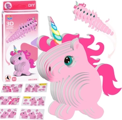 3D kartoninė dėlionė – rožinis vienaragis DIY