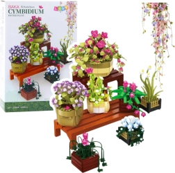 Konstruktorius: gėlių rinkinys vazonuose su dviem lentynomis – 1446 detalių