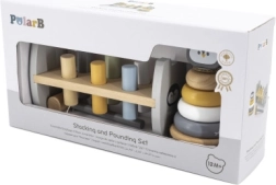 VIGA PolarB medinė piramidė ir plaktukas su pingvinu Montessori