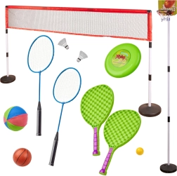 Vaikų sporto rinkinys 5 viename – badmintonas, krepšinis, tinklinis, tenisas ir frisbio