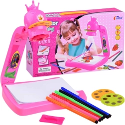Vaikiškas piešimo projektorius su karūna ir flomasteriais