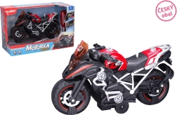 Raudonas surenkamas motociklas su efektais