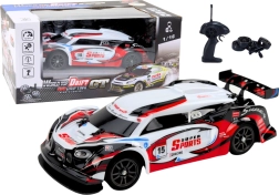 RC lenktyninis automobilis 1:16 Drift su keičiamais ratais, raudonai baltas