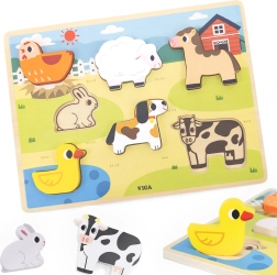 Viga wooden puzzle Montessori Farm 2-in-1