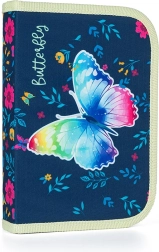 School Pencil Case with 2 Flaps Butterfly