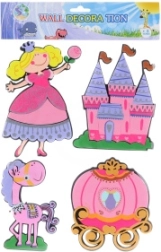 Putplasčio sieninė dekoracija su princesės motyvu