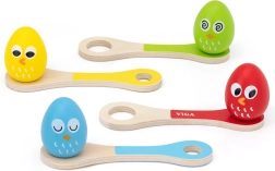 VIGA kiaušinio nešimo ant šaukšto lenktynės – medinis pusiausvyros žaidimas vaikams