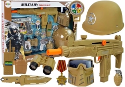 Military set for kids with helmet, mask, pistols and sound grenade