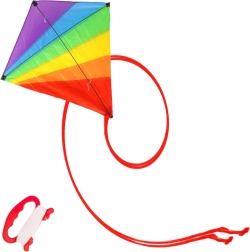 Vaivorykštinis aitvaras 87 × 81 cm su ilga uodega