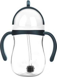 Stebuklingas buteliukas su šiaudeliu ir svareliu 280 ml, baltas