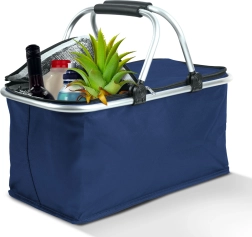 Blue thermal folding shopping basket, 21 l