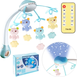 Karuselė virš lovytės su projektoriumi ir nuotoliniu valdymu, 500 melodijų