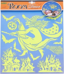 Glow-in-the-dark wall stickers Witch Halloween 38 × 31 cm