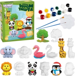 Woopie kūrybinis „pasidaryk pats“ rinkinys su dažais – gipsiniai gyvūnėlių atspaudai spalvinimui