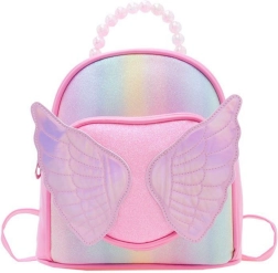 Children's Pink Backpack with Glittery Wings