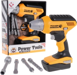 Interaktyvus vaikiškas grąžtas 3+ geltonas su 4 keičiamosiomis galvutėmis ir išimama baterija