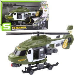 Military Helicopter 1:16 with lights, sounds, and a hook with stretcher