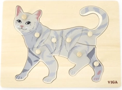 Medinės dėlionės su rankenėlėmis katė VIGA montessori