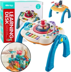 Interaktyvus mokomasis 2‑in‑1 stalas su kaladėlių lenta Mėlynas