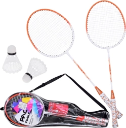 Pilnas badmintono rinkinys su raketėmis ir kamuoliukais dėkle