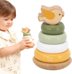 Medinė edukacinė piramidė su paukšteliu VIGA PolarB