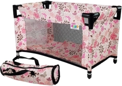 Lėlių lovytė Alice rožinė su gėlėmis