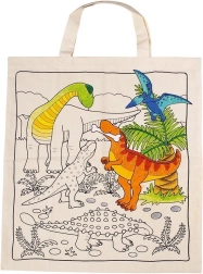 Medvilninis krepšys spalvinimui – dinozaurai