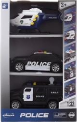 Policijos transporto priemonių rinkinys su šviesos ir garso efektais