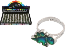 Adjustable color‑changing dinosaur ring – metal, 100 pcs per box