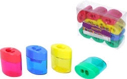 Dvigubas pieštukų drožtukas su permatomu talpykla