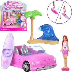 Mattel mini Barbie Land kabrioletas su mini lėlyte Barbie ir spalvą keičiančiu efektu