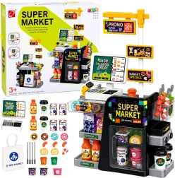 Vaikiškas supermarketas su kasa, skeneriu ir gėrimų dozatoriumi (65 dalys)