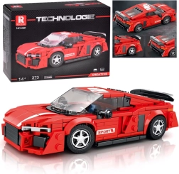 Techninės konstruktoriaus detalės – raudonas sportinis kupė, 373 dalys