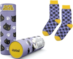 Violetinės medvilninės kojinės su kačiuku