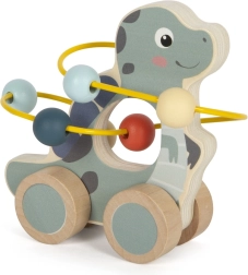 Medinis dinozauras su karoliukų labirintu ant ratukų