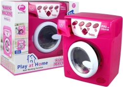 Vaikiška skalbimo mašina su baterijomis ir efektais, rožinė