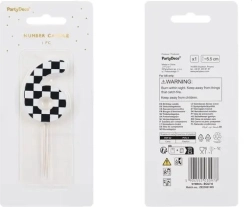 Birthday Candle Number 6 Checkered Pattern 5.5 cm