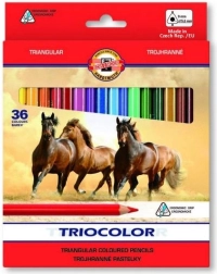Trikampės spalvotos pieštukinės KOH-I-NOOR TRIOCOLOR, 36 vnt.
