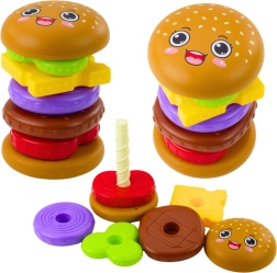 Vaikiškas spalvotas sulankstomas žaidimas „hamburgeris“, 7 dalys